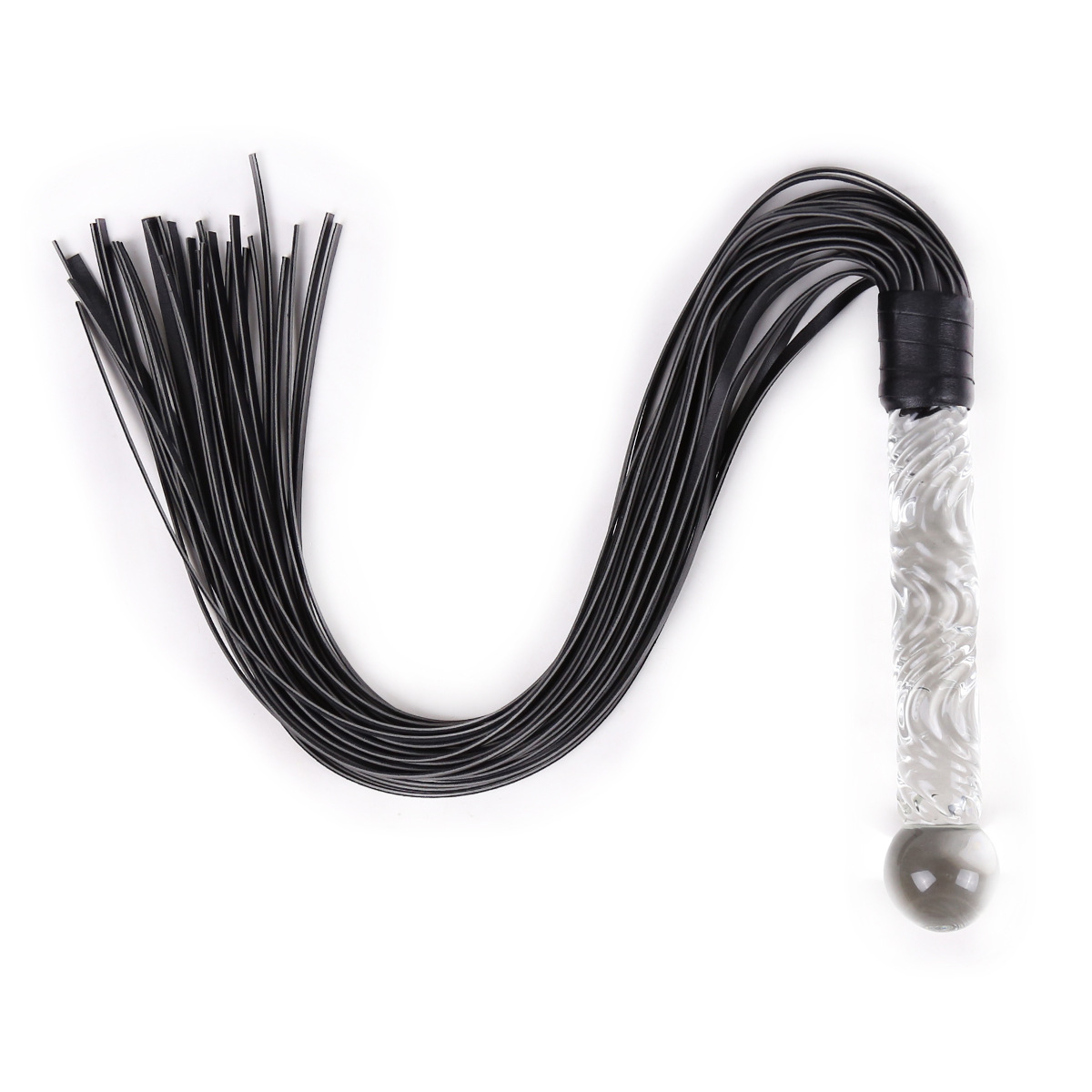 Dildo de Vidro com Chicote BDSM - Transparente