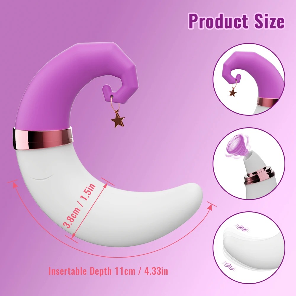 Vibrador e Sugador de Clitóris com Formato de Lua - 2 Cores