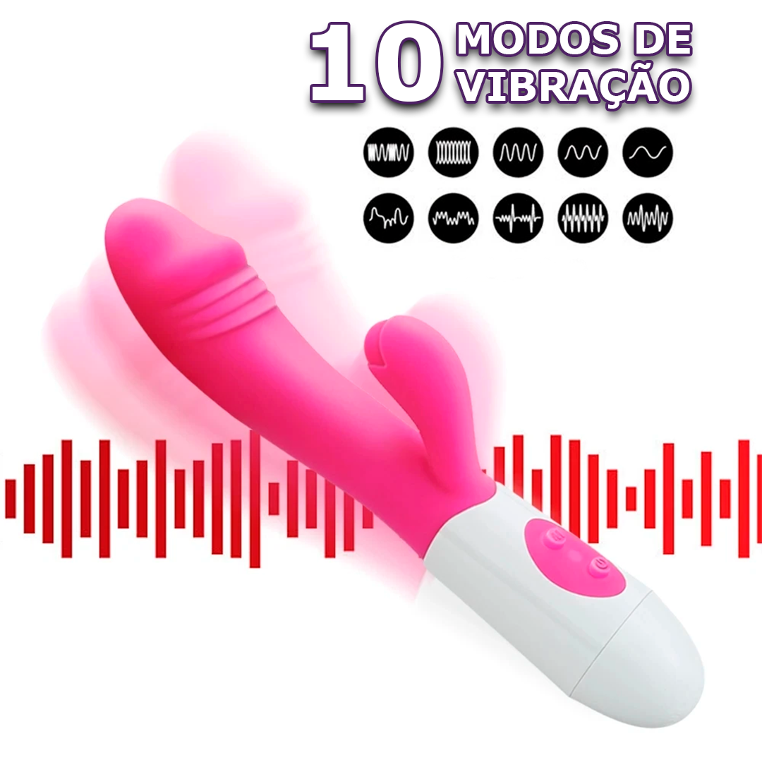 Vibrador com Estimulador de Clitóris - À Pilha - 4 Cores