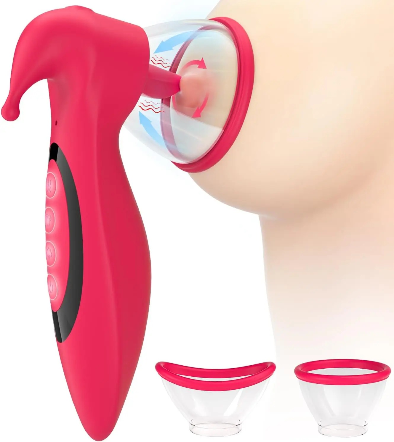 Estimulador Sucção Vácuo Duplo de Clitóris e Mamilos com Língua Vibratória e Rotativa