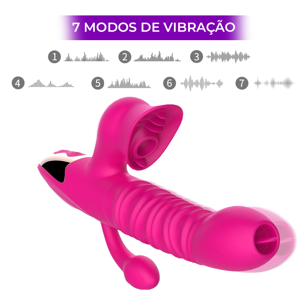 Vibrador Vai e Vem com Sugador Aquecimento e Língua - Imagem 3