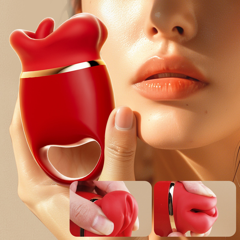 Vibrador Com Alça Em Formato De Boca Com Lingua Estimuladora e Pulsador - Imagem 3