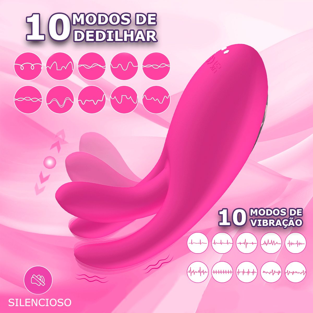 Vibrador com Movimento de Dedilhar e Estimulador de Clitóris - Imagem 4