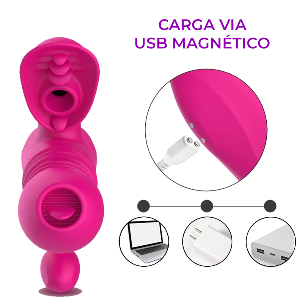 Vibrador Vai e Vem com Sugador Aquecimento e Língua - Imagem 5