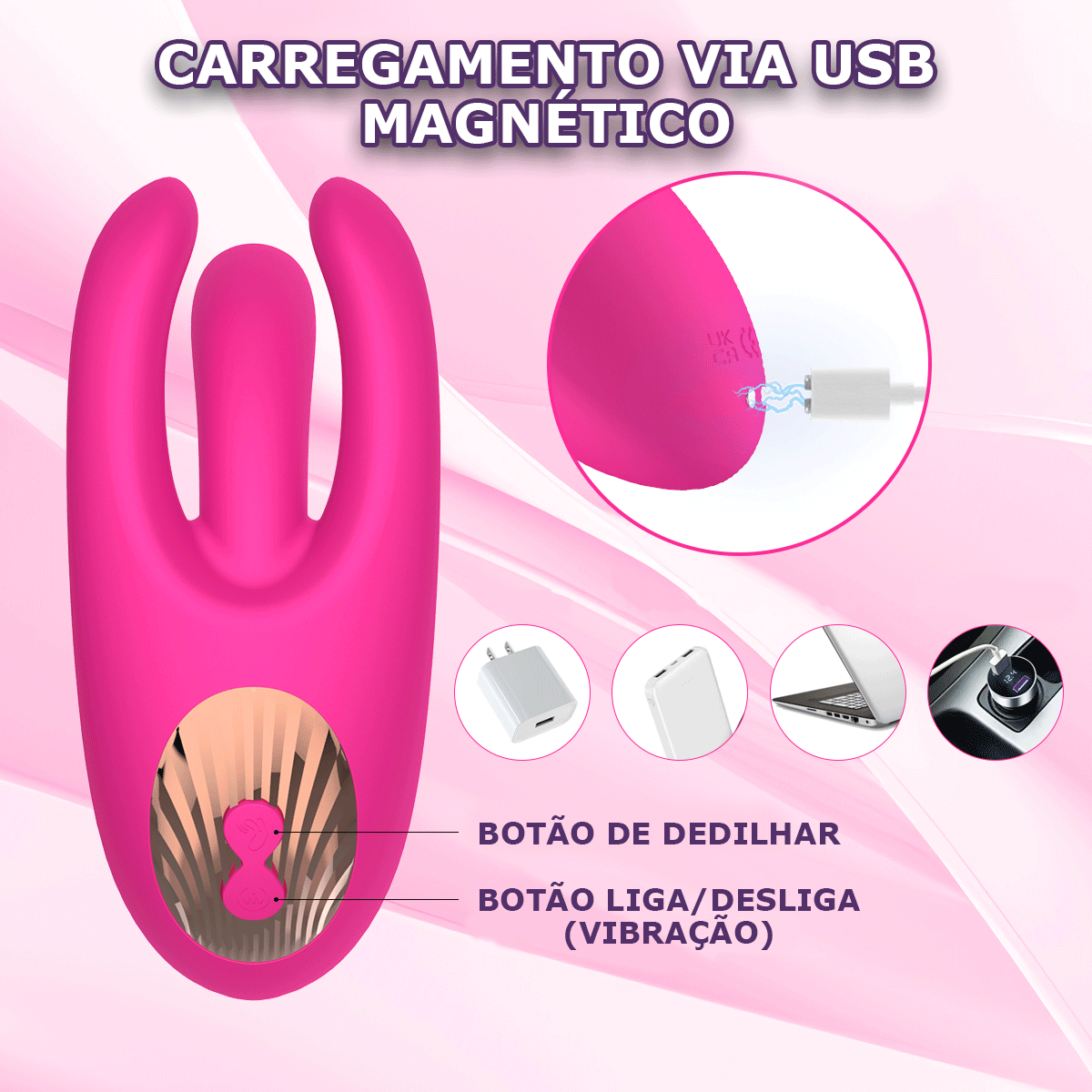 Vibrador com Movimento de Dedilhar e Estimulador de Clitóris - Imagem 6